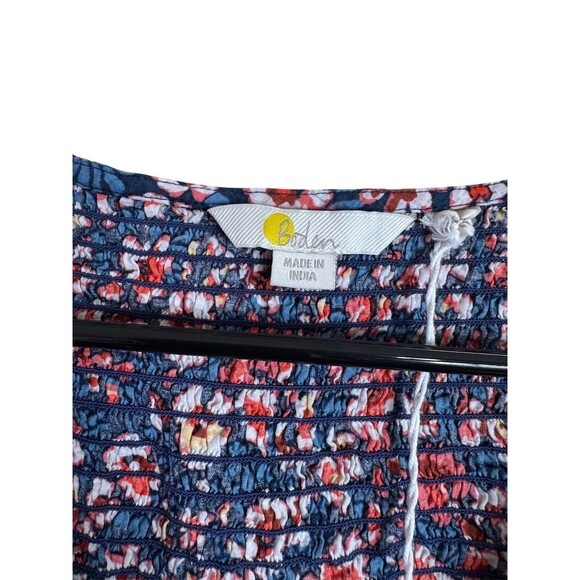 Boden Dress Womens 16/18 Long Navy Red Floral Smocked Fit & Flare Midi - Picture 4 of 9